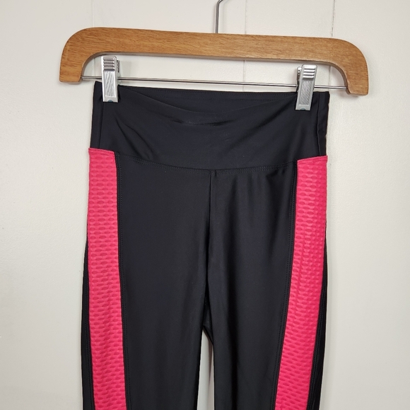 KORAL Dynamic Duo Mesh-Inset Leggings Black Pink Size XXS New Activewear Yoga - Picture 4 of 9